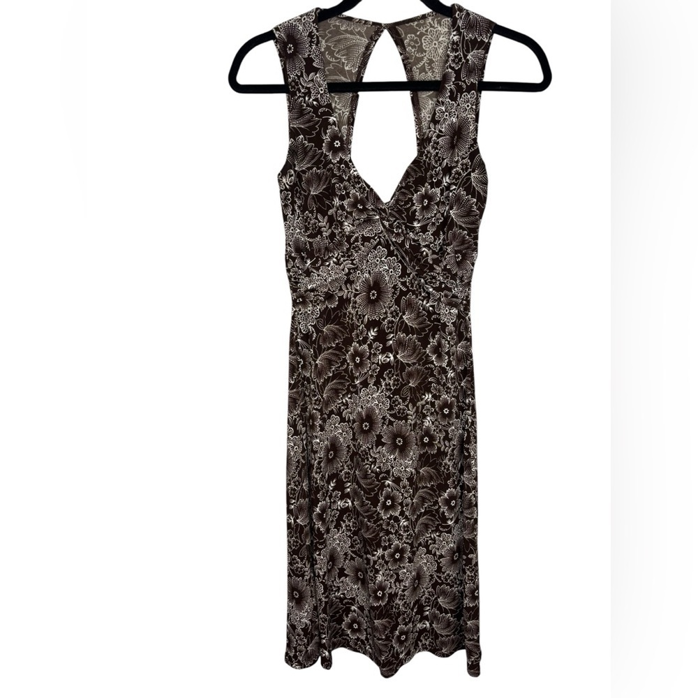 Y2K Preppy Vintage Maurices Sleeveless Brown Floral Dainty Feminine Dress Small